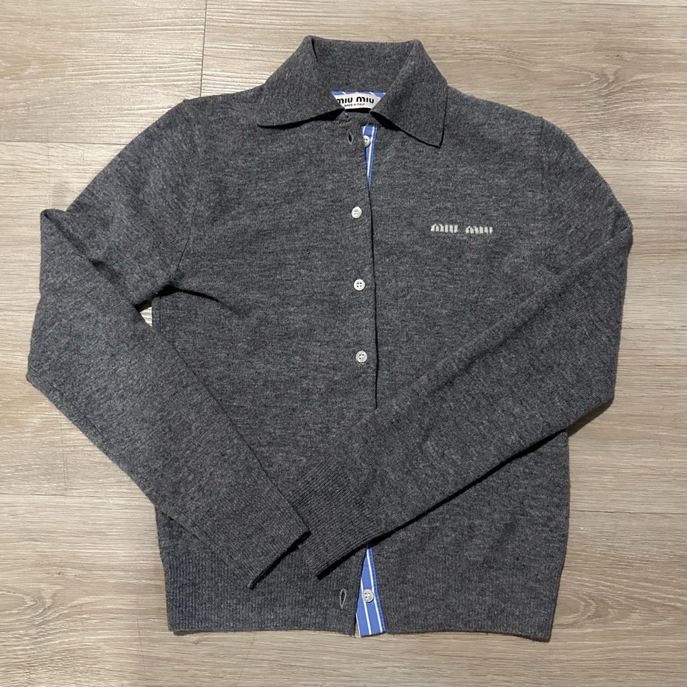Miu miu Gray Cardigan Sweater